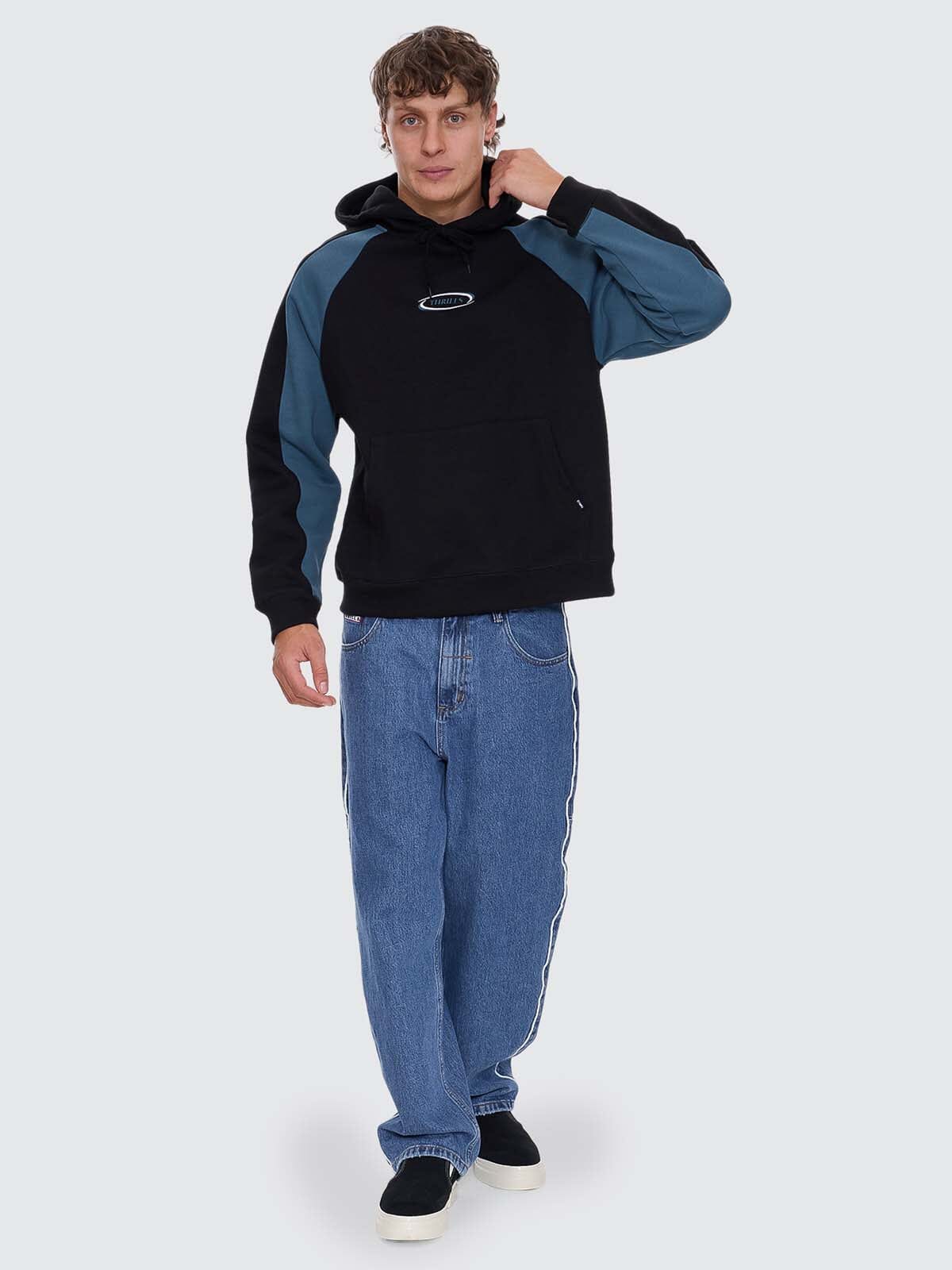 Subside Embro Box Fit Cropped Raglan Hood - Washed Black XS