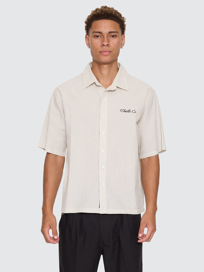 Visions Box Crop Short Sleeve Shirt - Heritage White Stripe