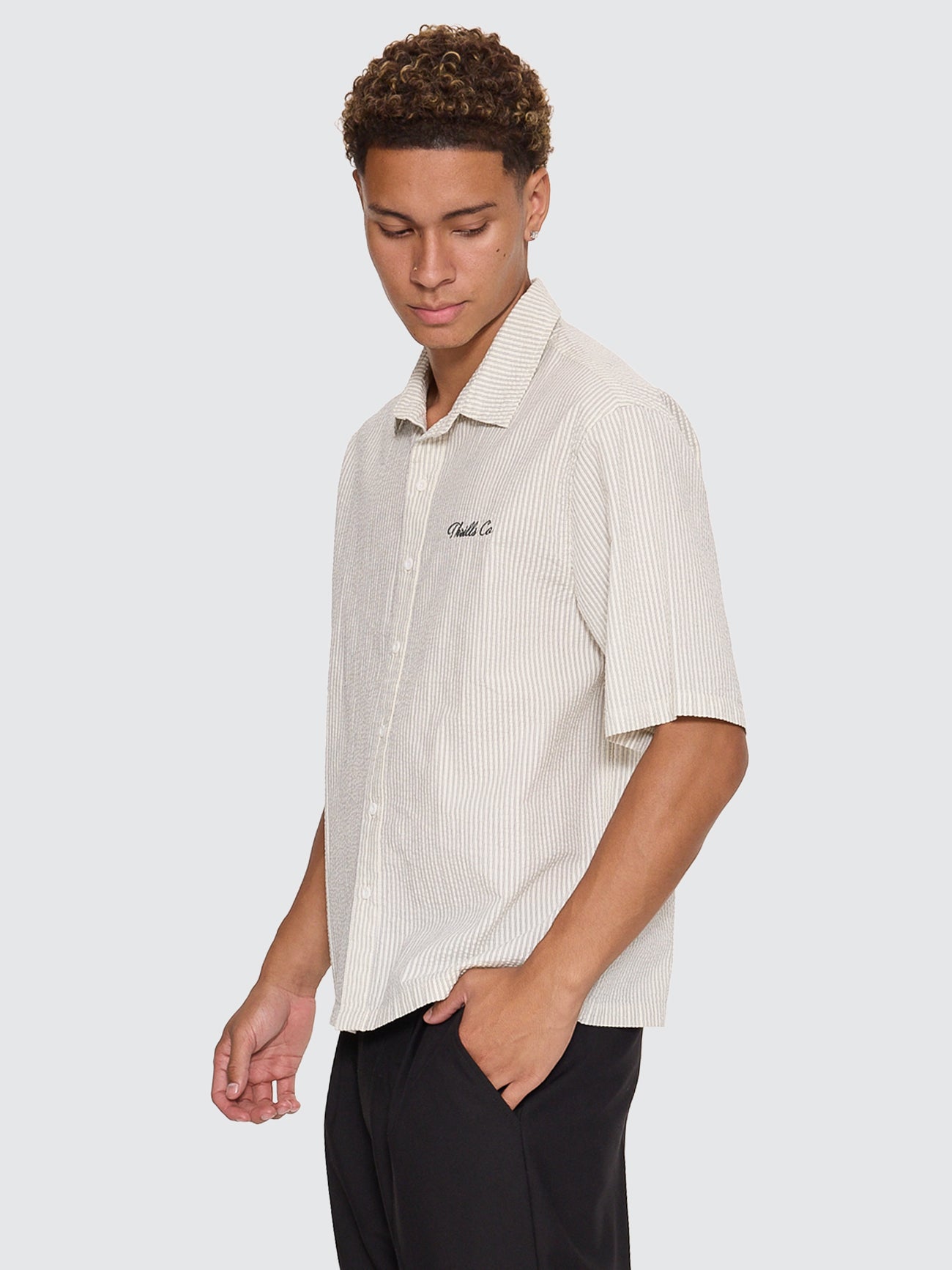 Visions Box Crop Short Sleeve Shirt - Heritage White Stripe