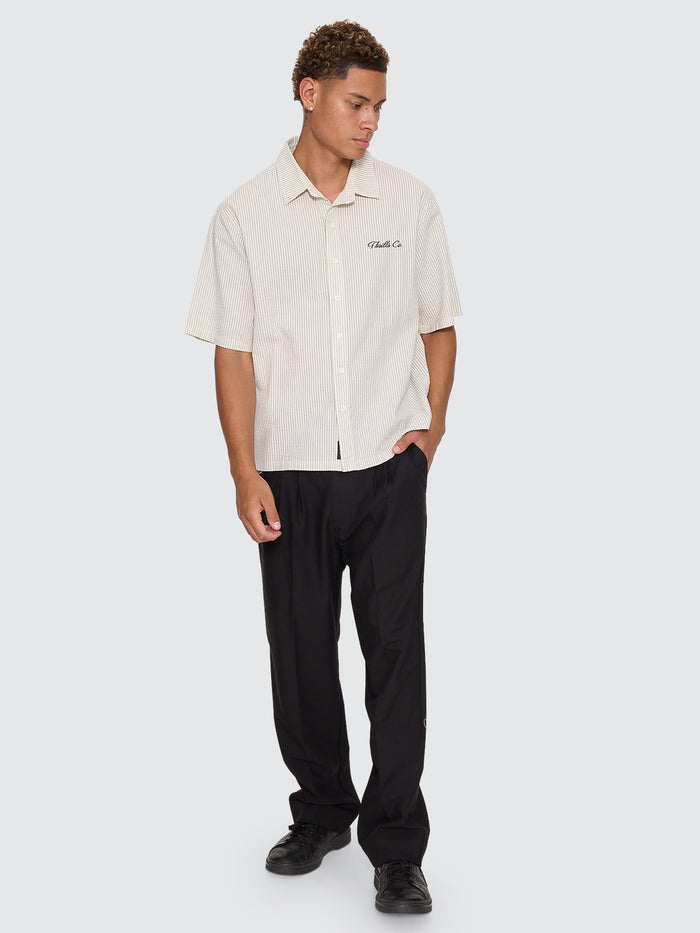 Visions Box Crop Short Sleeve Shirt - Heritage White Stripe