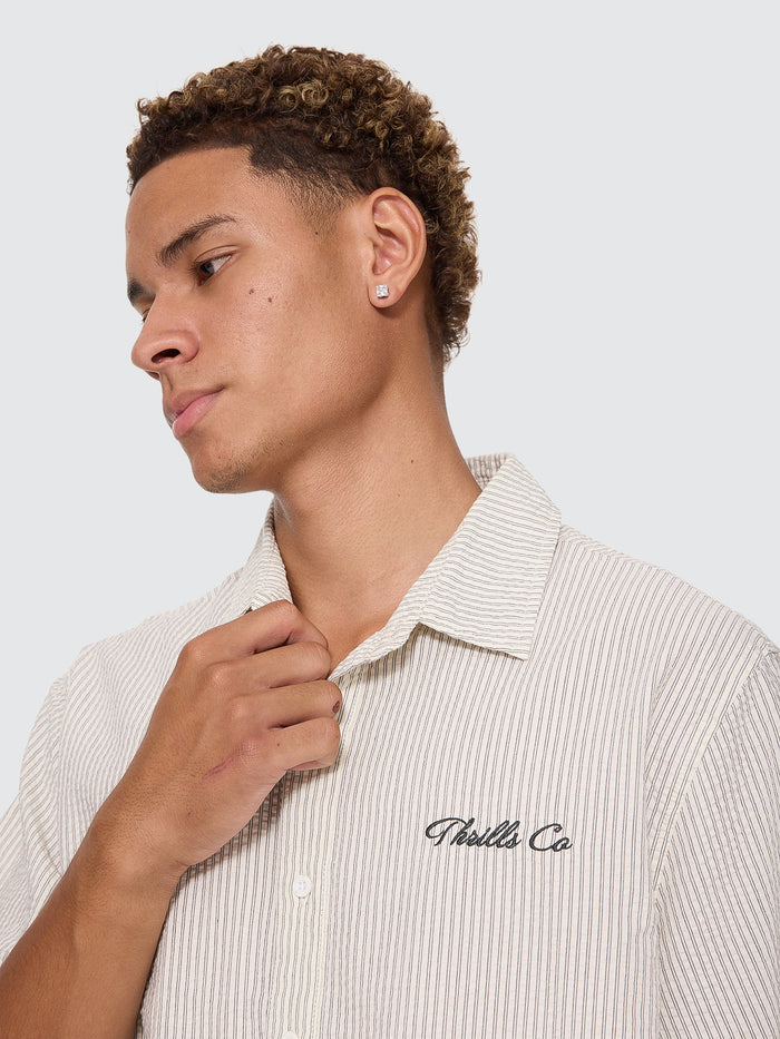 Visions Box Crop Short Sleeve Shirt - Heritage White Stripe