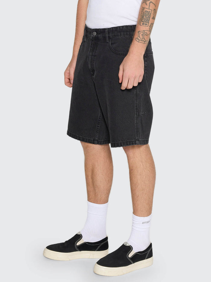 Mid Slacker Relaxed Denim Short - Aged Black 26