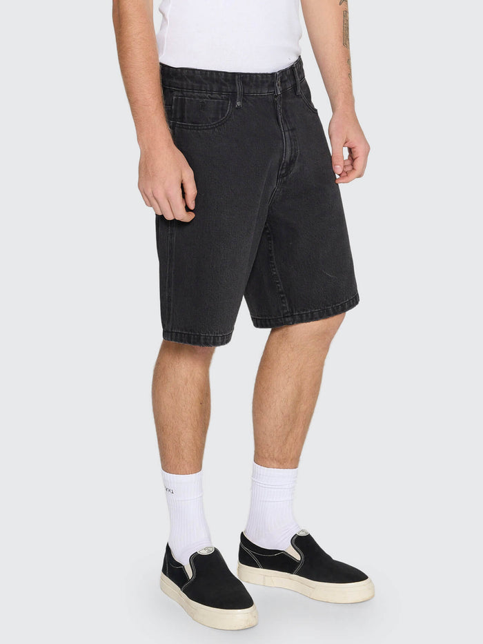 Mid Slacker Relaxed Denim Short - Aged Black 26