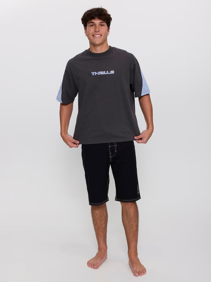 Eclipse Panel Oversize Box Crop Tee - Dark Merch Black XXS