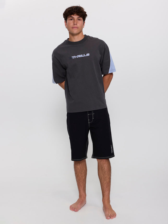 Eclipse Panel Oversize Box Crop Tee - Dark Merch Black XXS