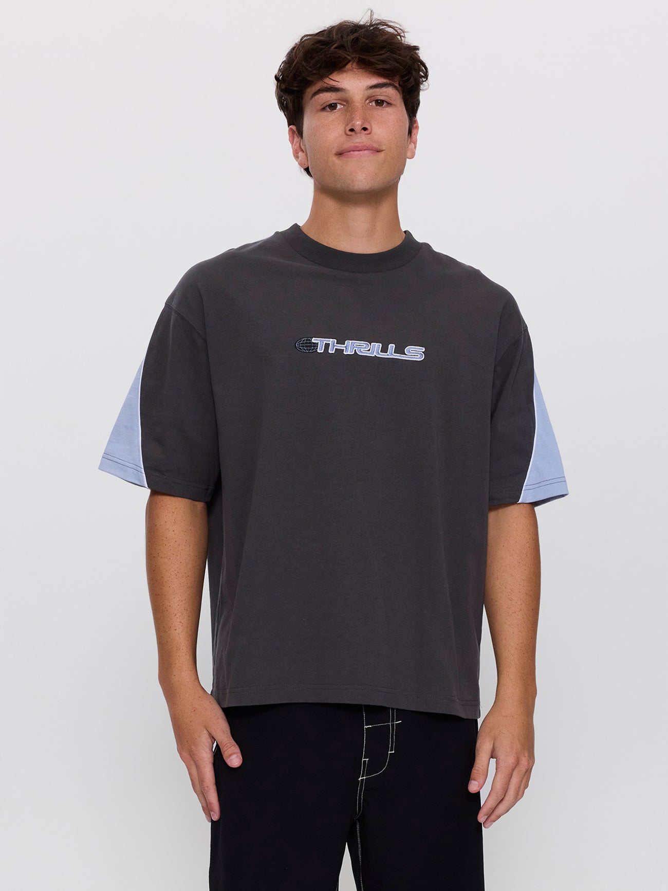 Eclipse Panel Oversize Box Crop Tee - Dark Merch Black XXS