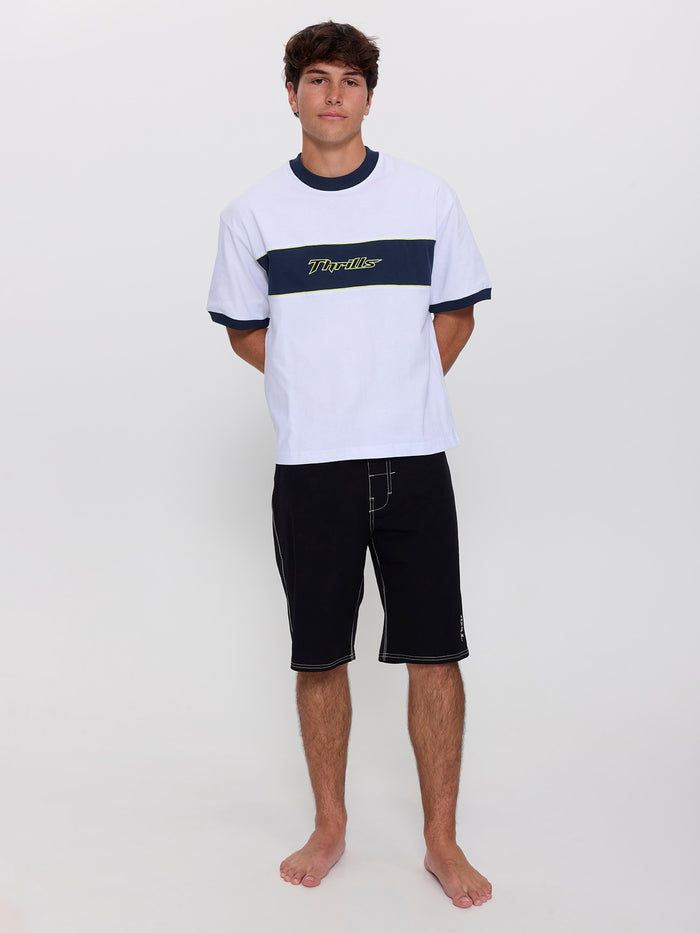 Outcast Panel Oversize Box Crop Tee - White XXS