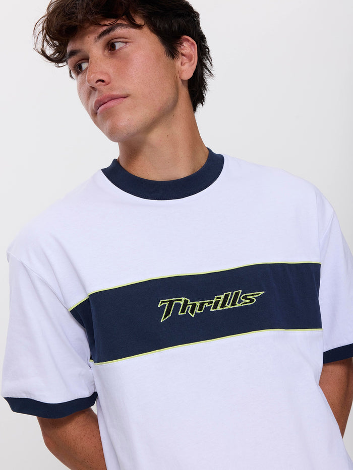 Outcast Panel Oversize Box Crop Tee - White XXS