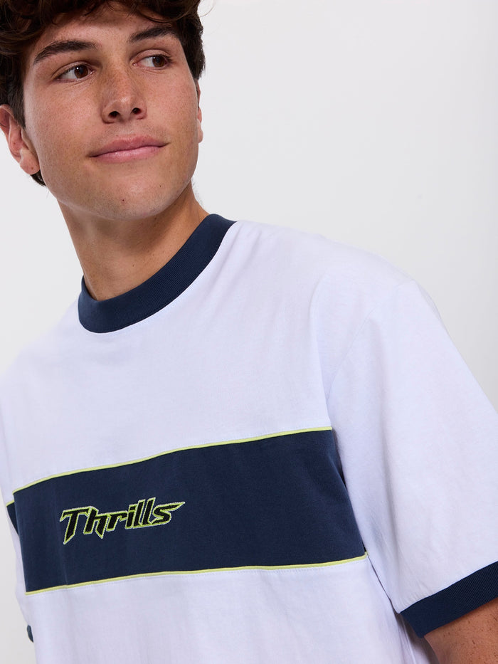 Outcast Panel Oversize Box Crop Tee - White XXS