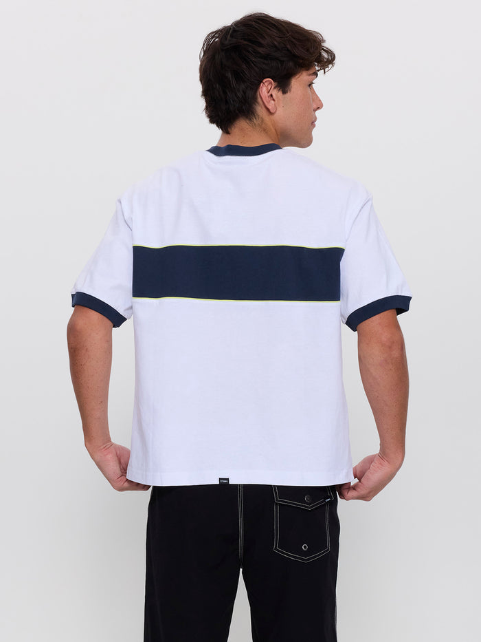 Outcast Panel Oversize Box Crop Tee - White XXS