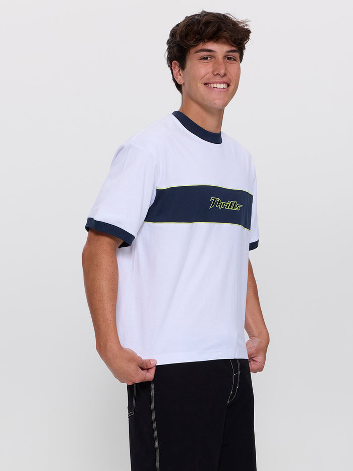 Outcast Panel Oversize Box Crop Tee - White XXS