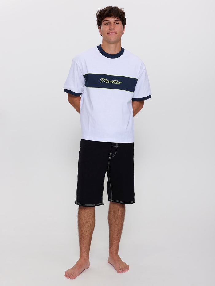 Outcast Panel Oversize Box Crop Tee - White XXS