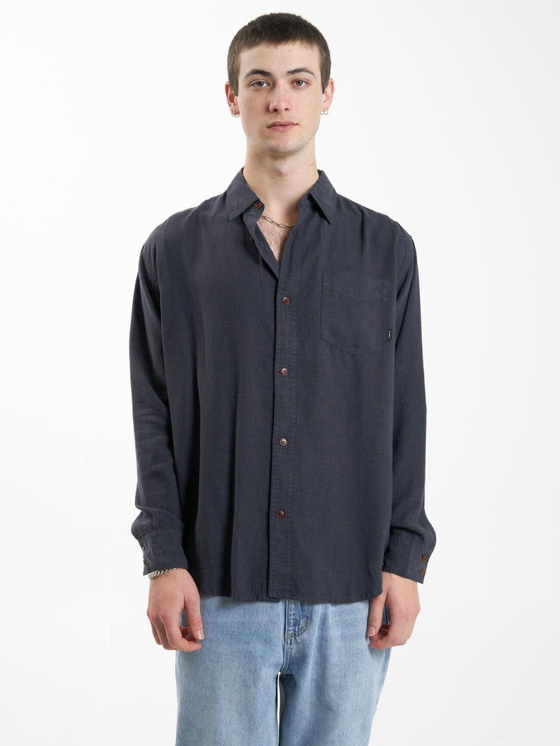 Hemp Minimal Thrills Oversize Long Sleeve Shirt - Slate | Thrills Co.