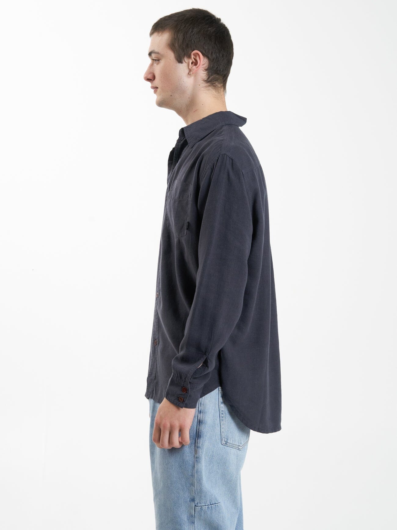 Hemp Minimal Thrills Oversize Long Sleeve Shirt - Slate
