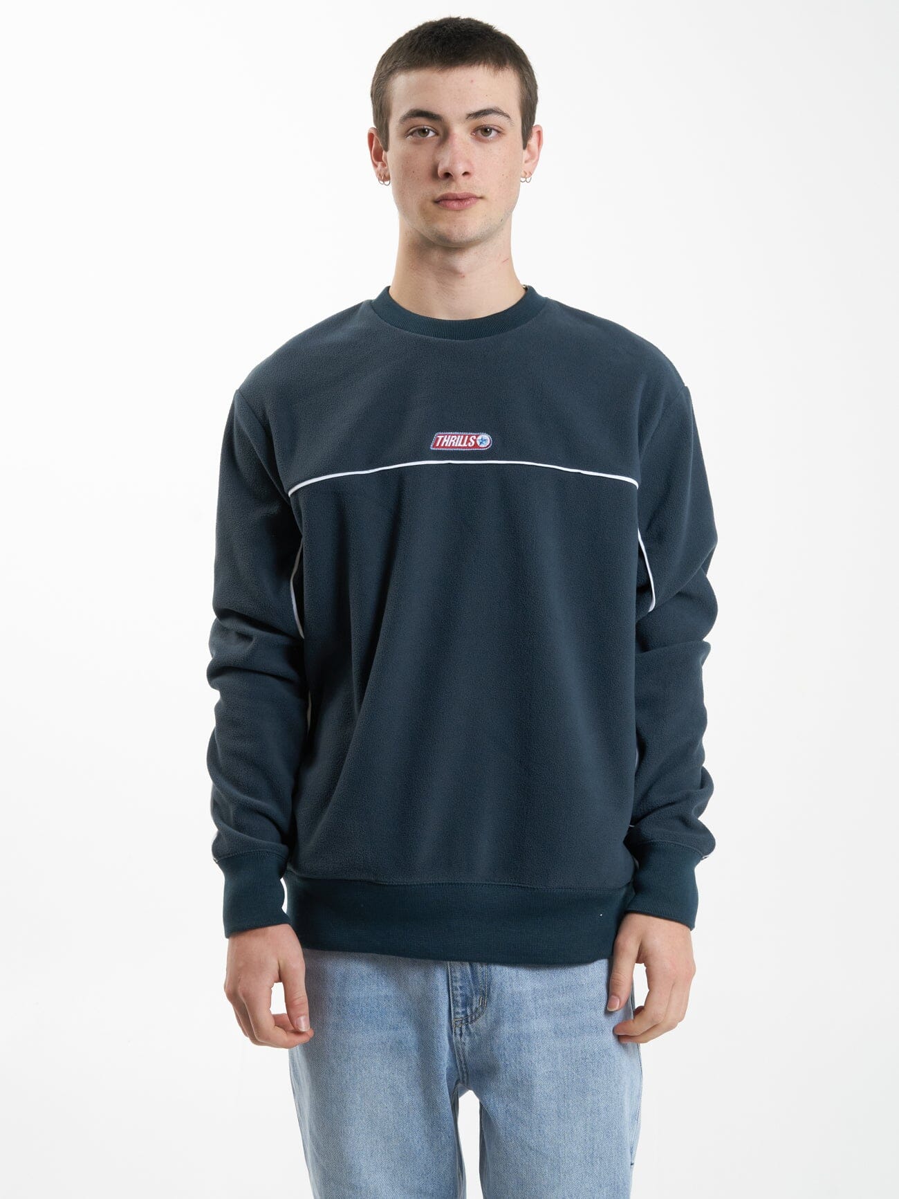 Wisdom Oversize Polar Fleece Crew - Petrol | Thrills Co. | Thrills Co.