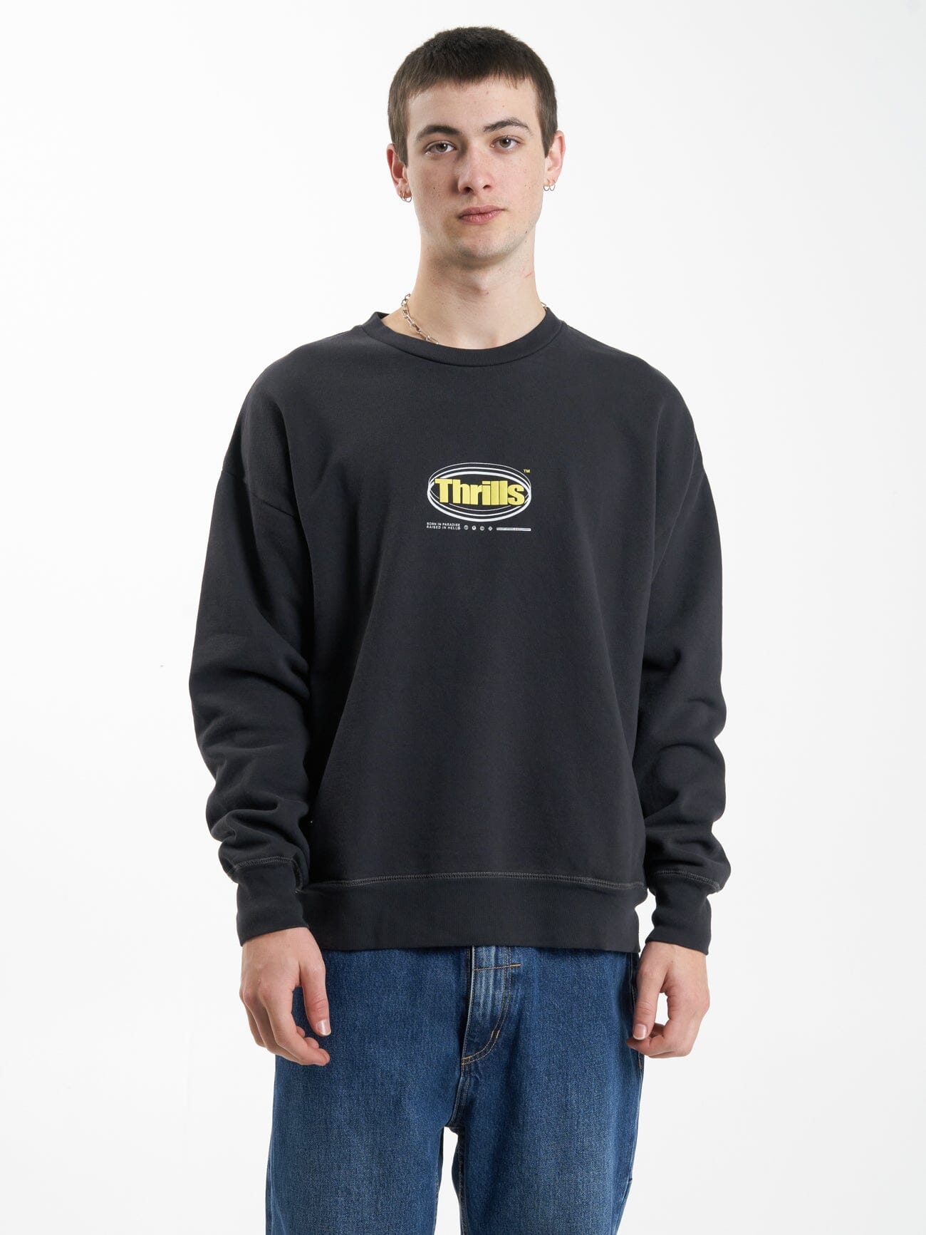 Modern Spiritualism Slouch Fit Crew - Washed Black