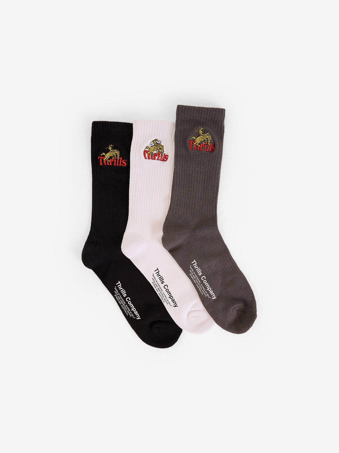 On The Range 3 Pack Sock - Black - White - Tarmac One Size