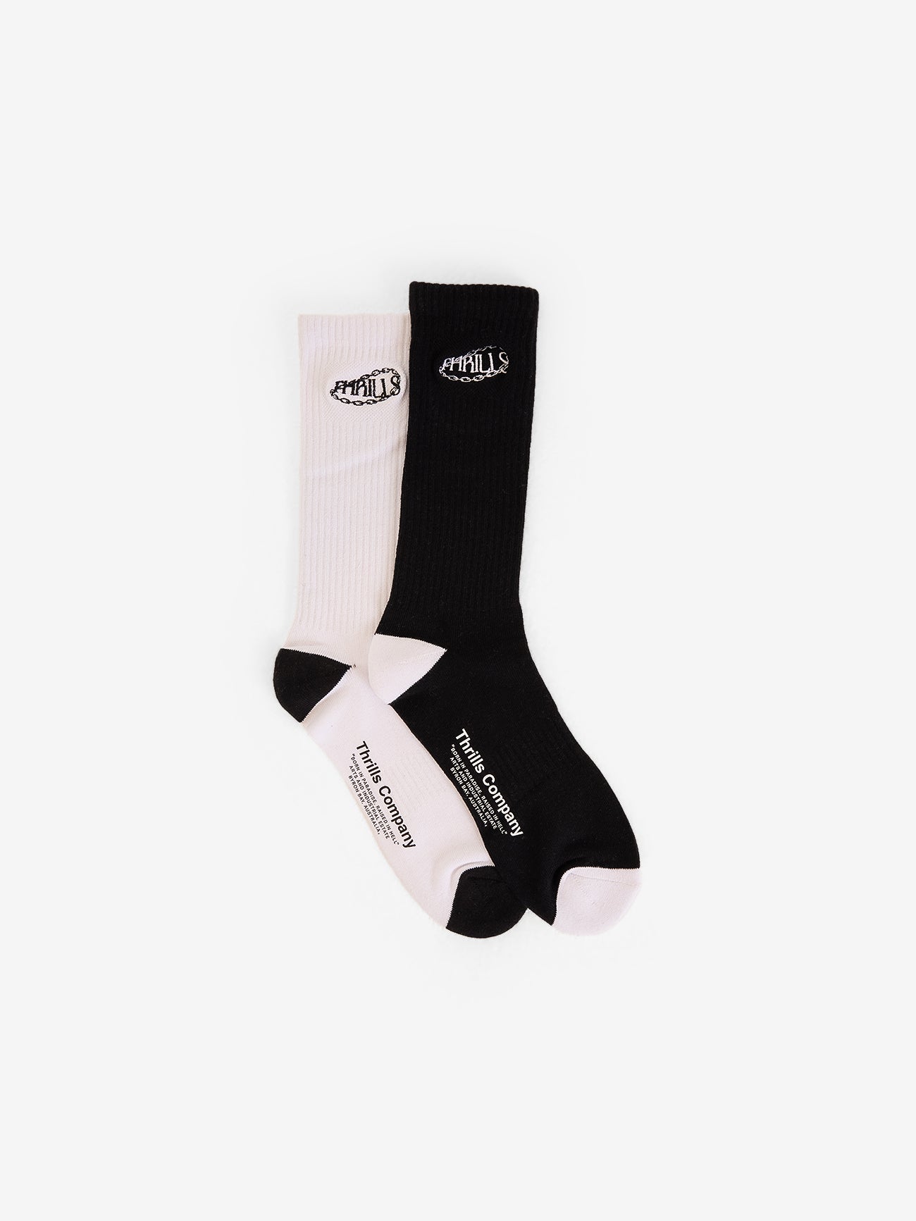 Chain Of Formation 2 Pack Sock - White - Black One Size