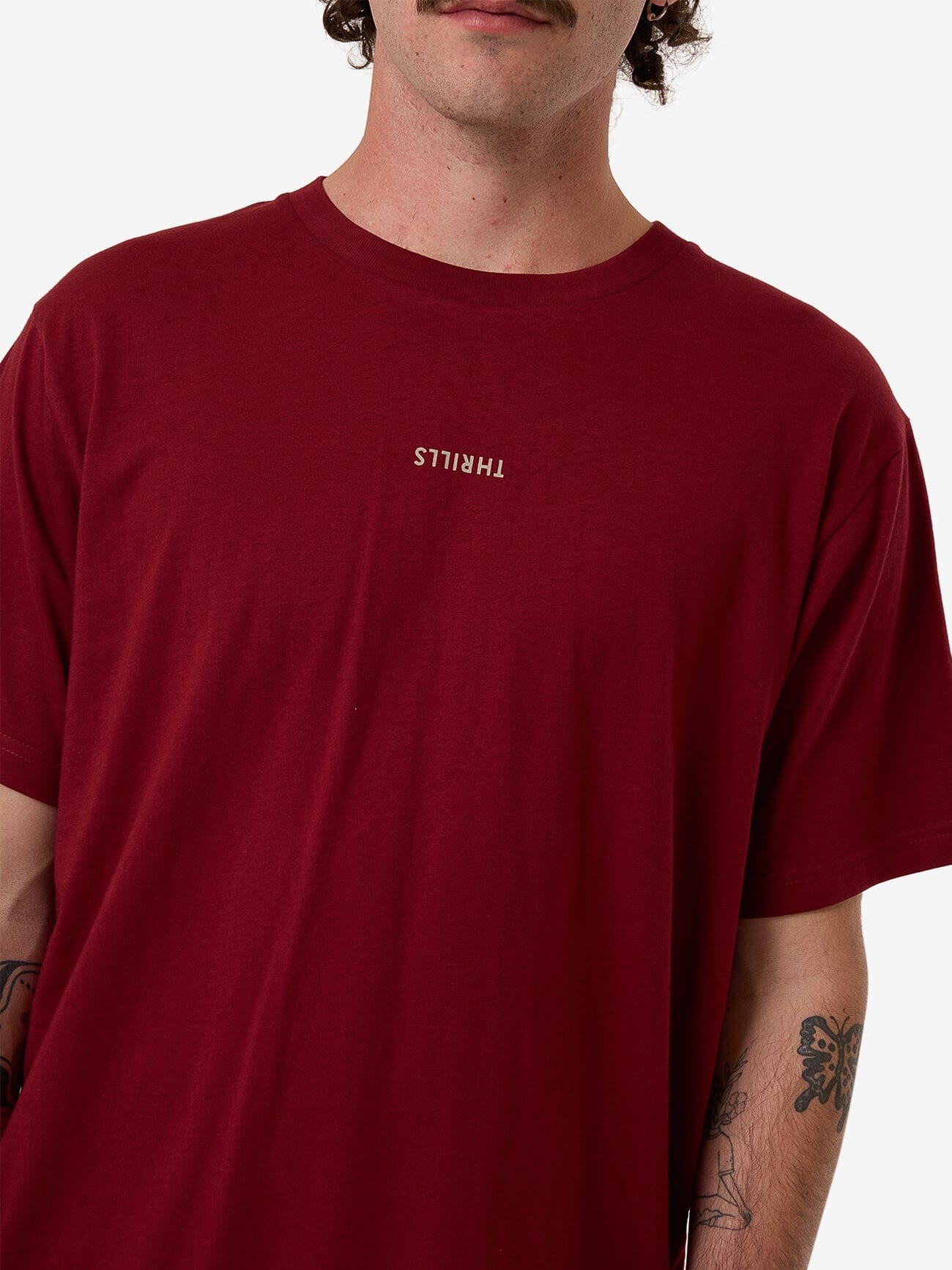 Minimal Thrills Merch Fit Tee - Cabernet XS