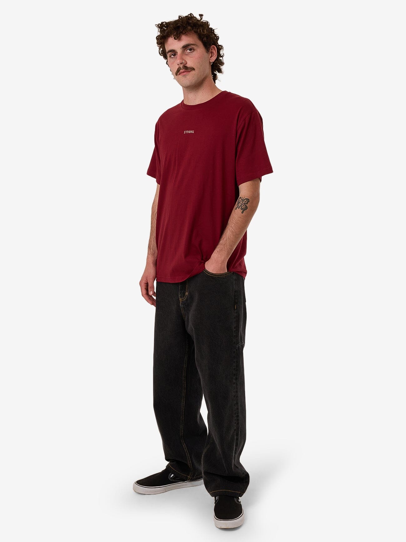 Minimal Thrills Merch Fit Tee - Cabernet XS