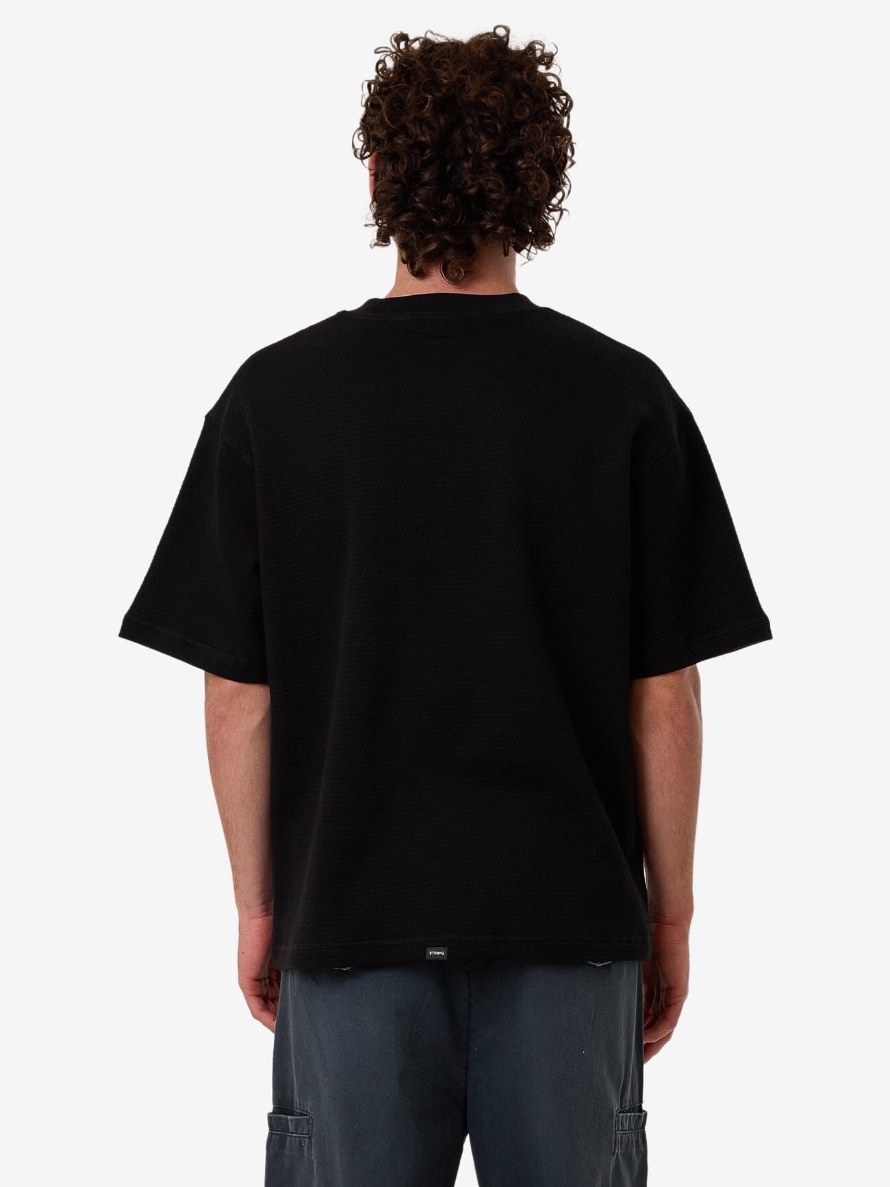 Arts & Industrial Box Fit Oversize Short Waffle Tee - Black XS