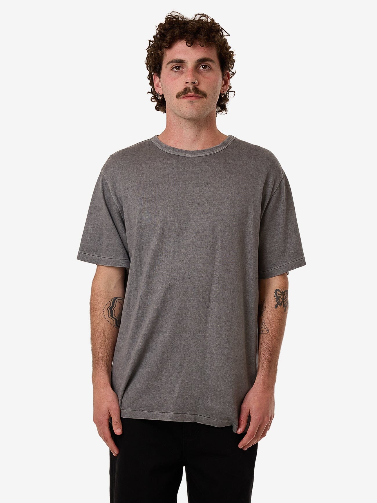 Hemp Thrills Embro Contrast Stitch Merch Fit Tee - Grey Ash XS