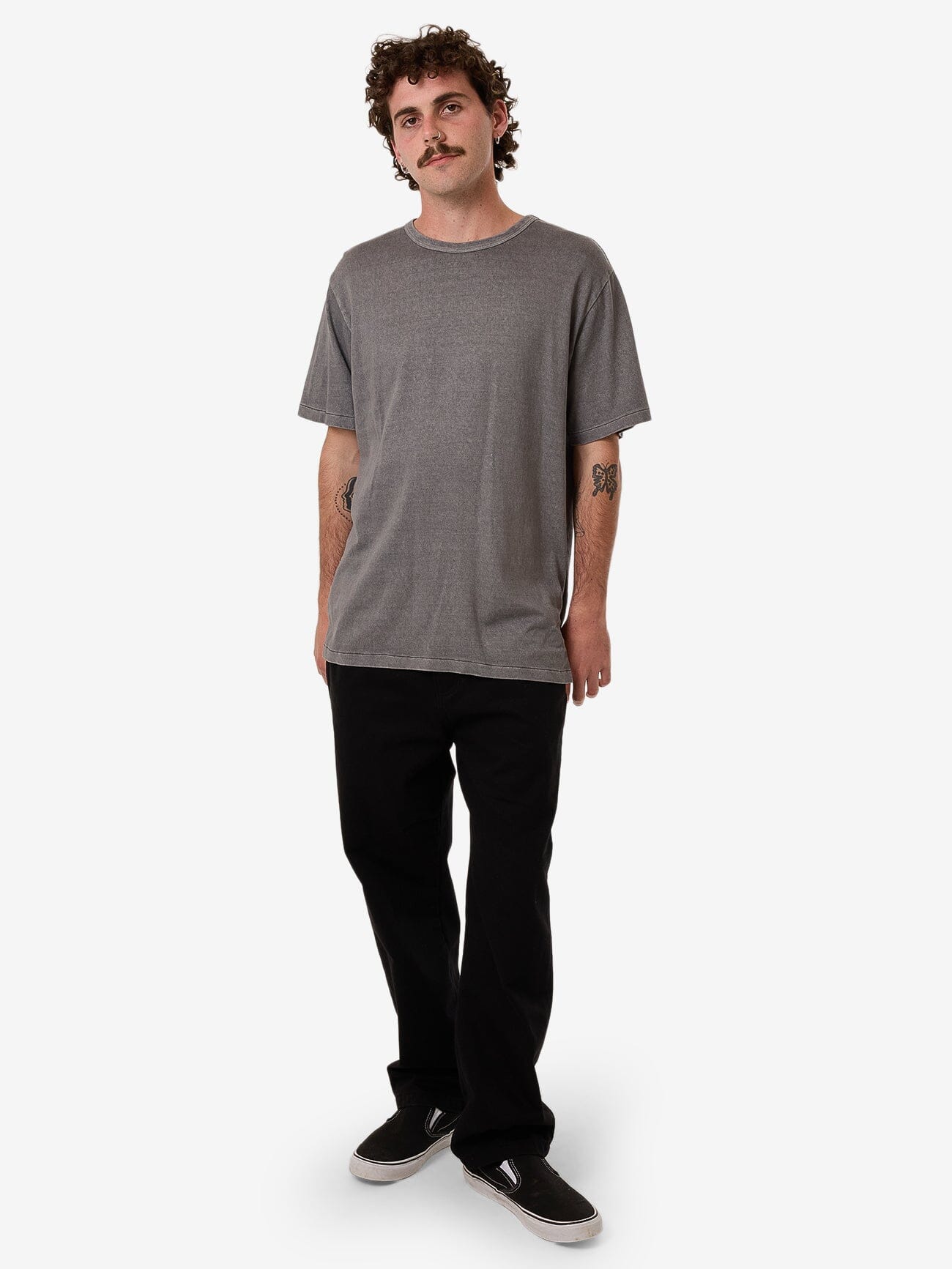 Hemp Thrills Embro Contrast Stitch Merch Fit Tee - Grey Ash XS