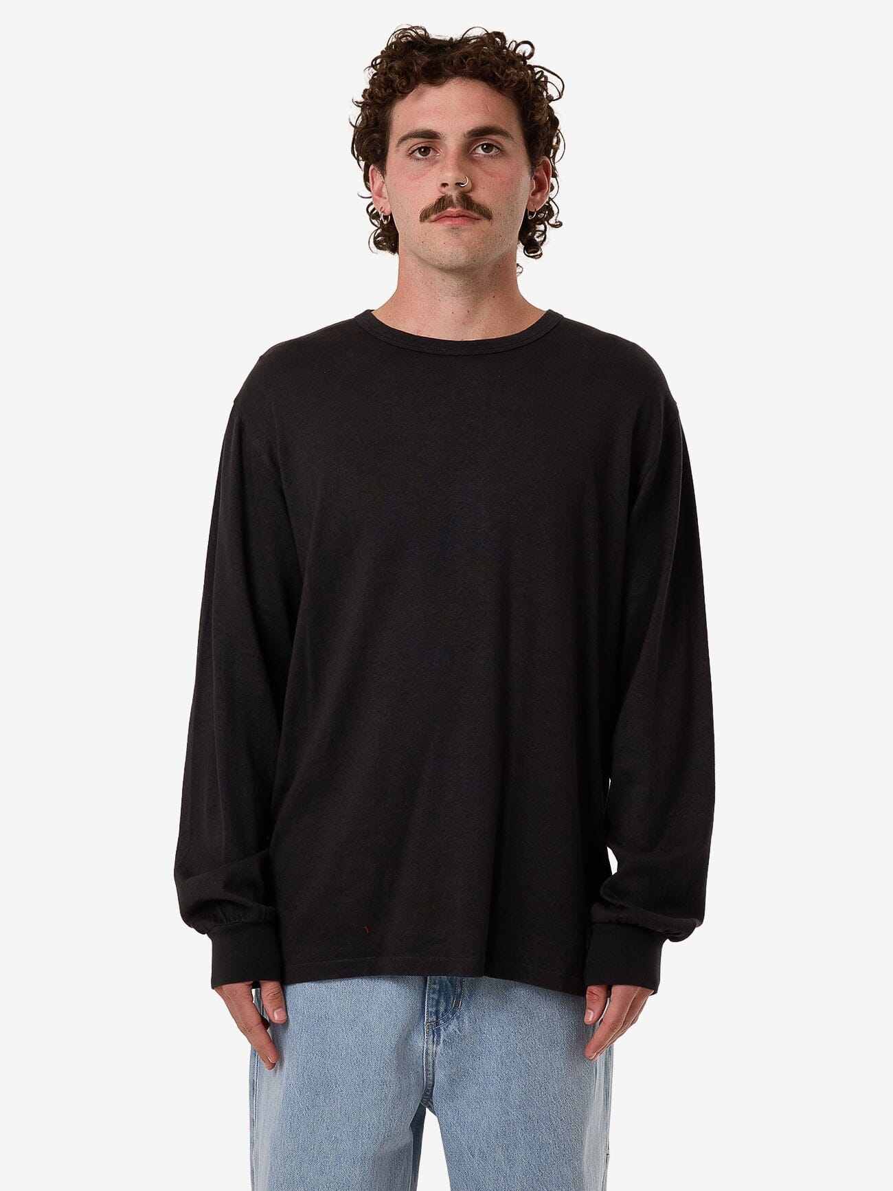 Hemp Thrills Embro Merch Fit Long Sleeve Tee - Black XS