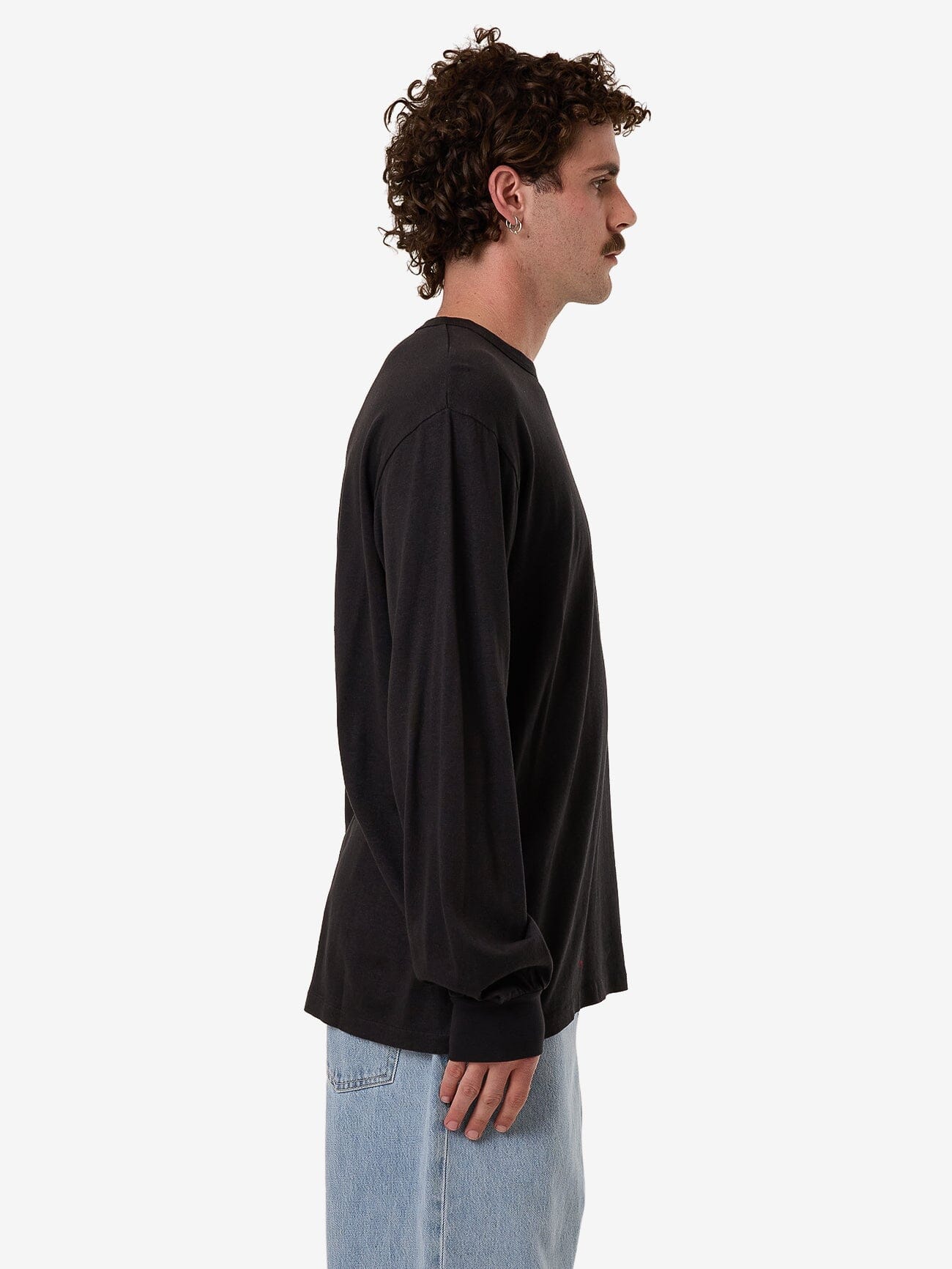 Hemp Thrills Embro Merch Fit Long Sleeve Tee - Black XS