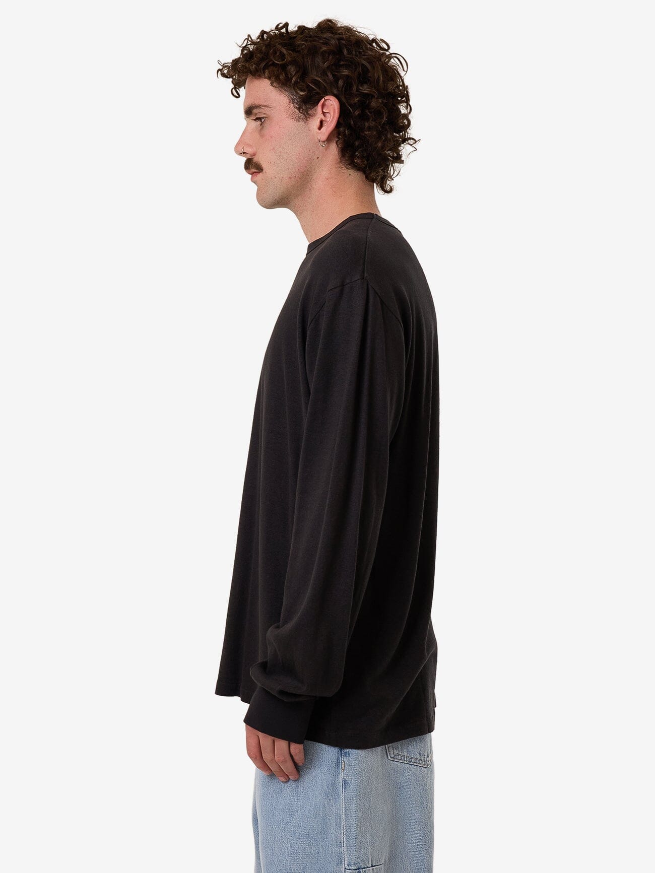 Hemp Thrills Embro Merch Fit Long Sleeve Tee - Black XS