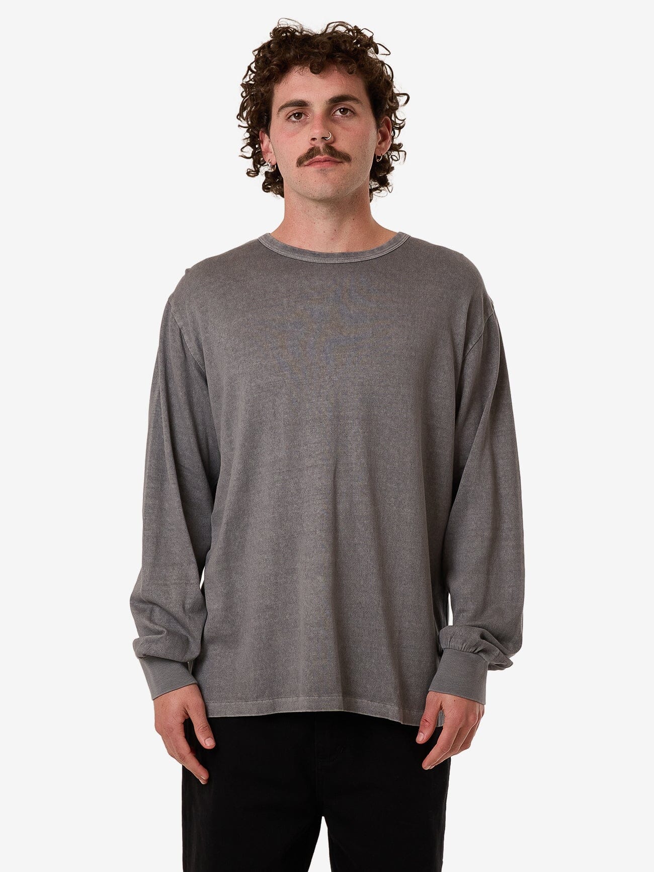 Hemp Thrills Embro Merch Fit Long Sleeve Tee - Grey Ash XS