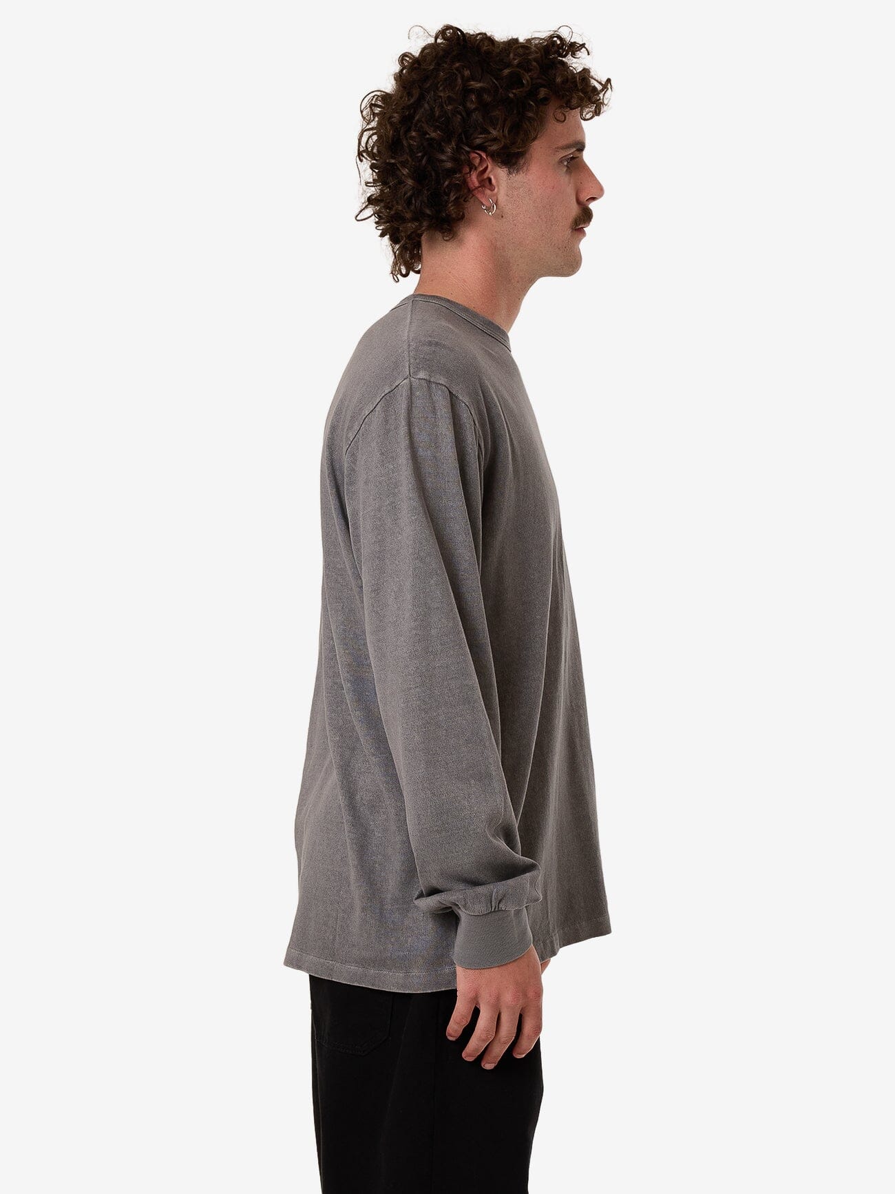 Hemp Thrills Embro Merch Fit Long Sleeve Tee - Grey Ash XS