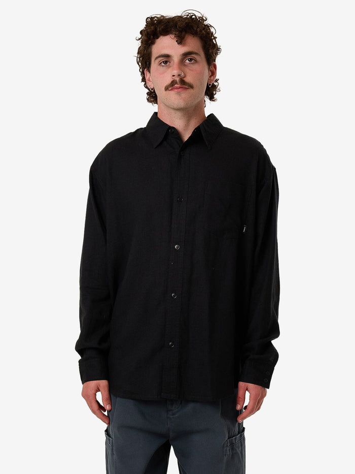 Hemp Thrills Oversize Long Sleeve Shirt - Black