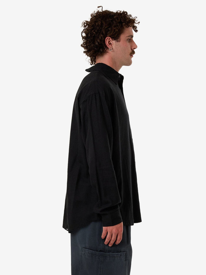 Hemp Thrills Oversize Long Sleeve Shirt - Black