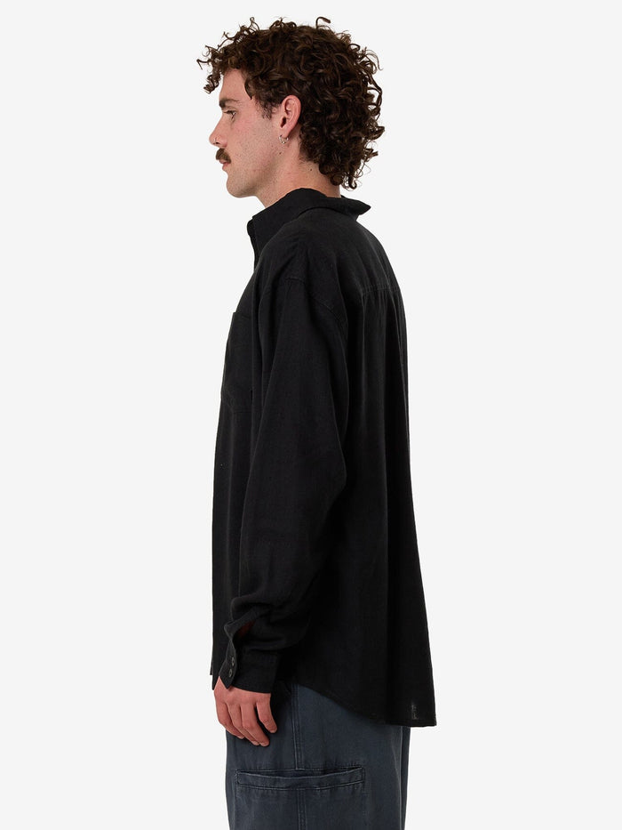 Hemp Thrills Oversize Long Sleeve Shirt - Black