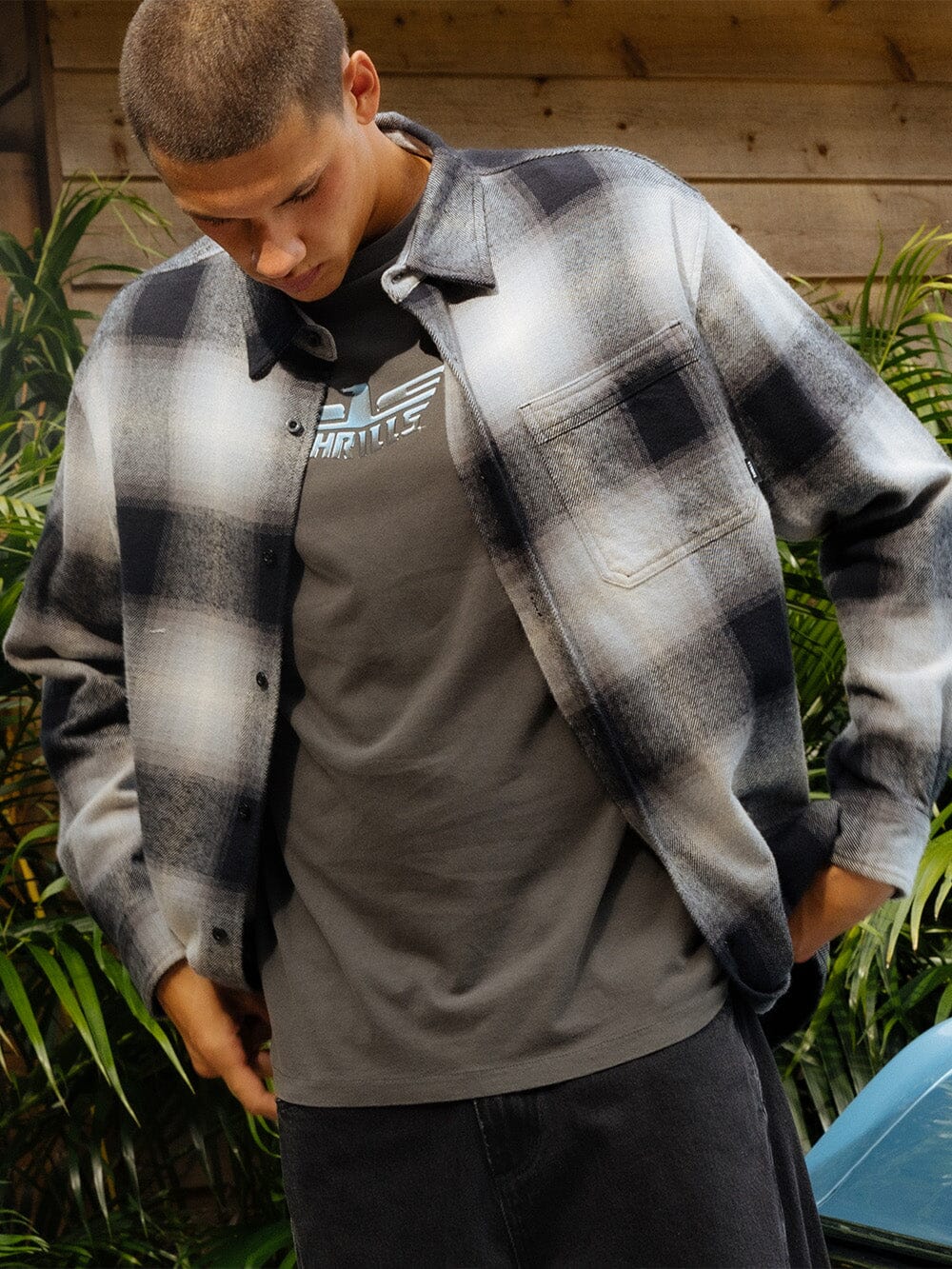 Barrio Long Sleeve Flannel Shirt - Black