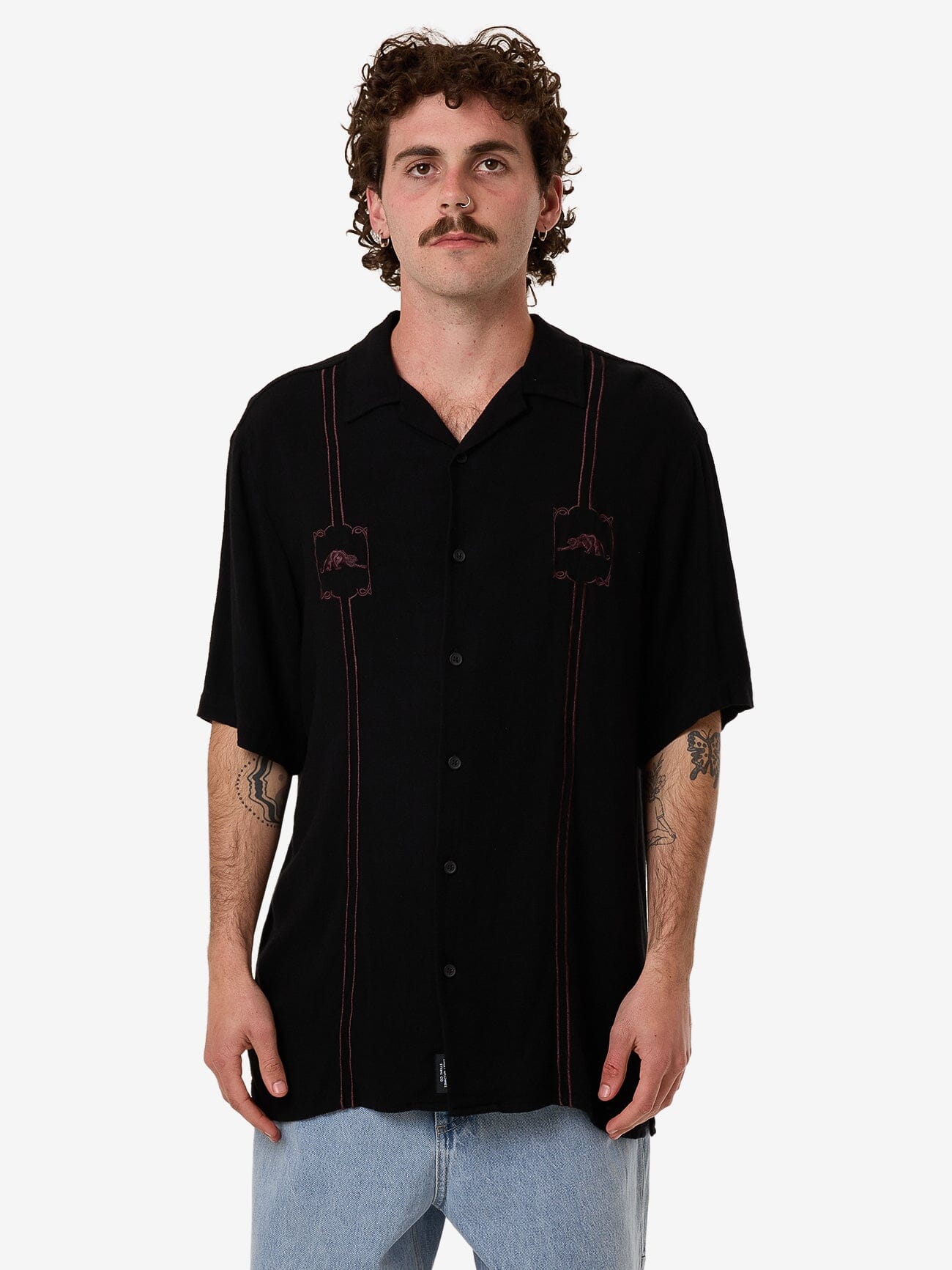 Still Life Bowling Shirt - Black XS