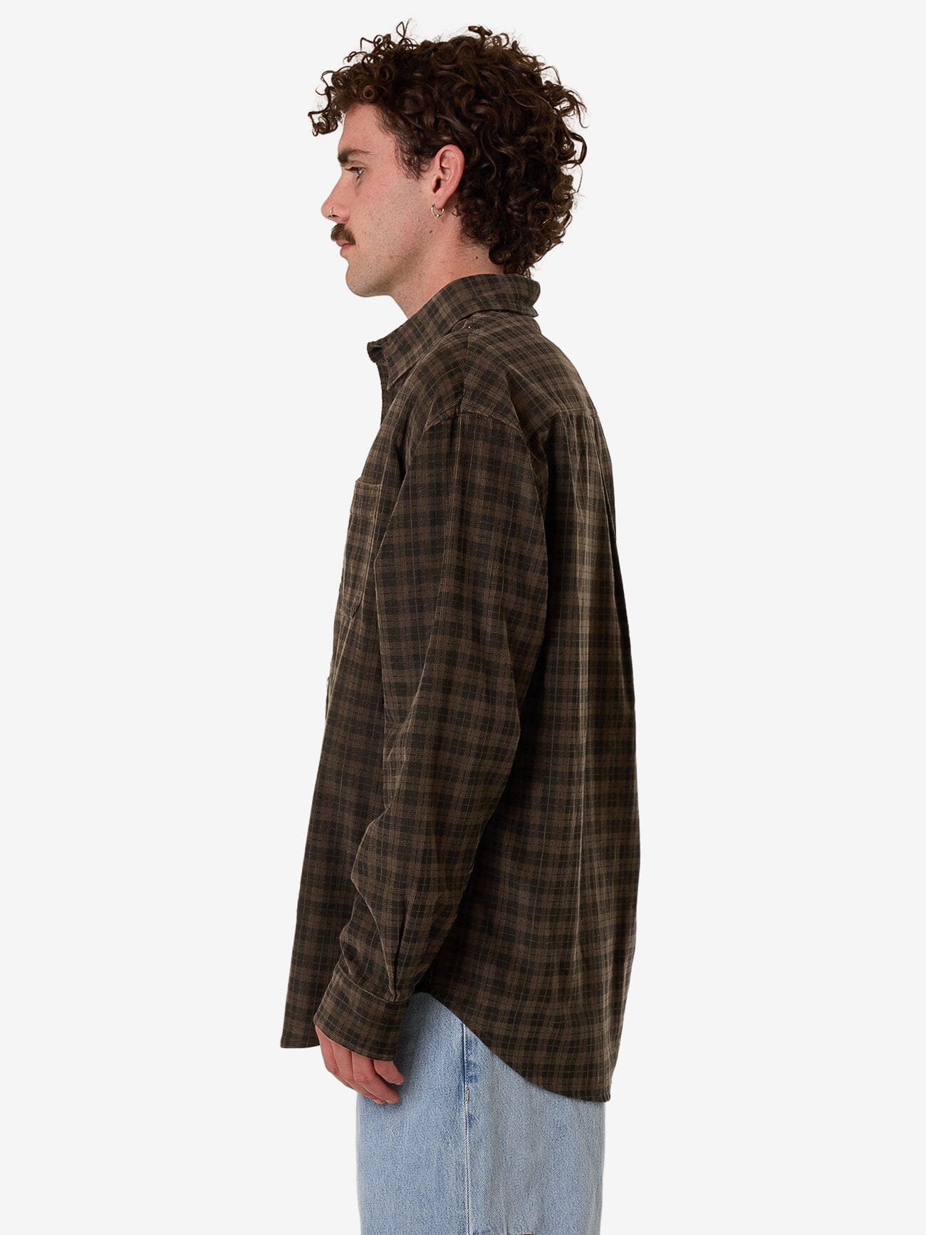 Thrills Union Cord Check Long Sleeve Shirt - Falcon XS