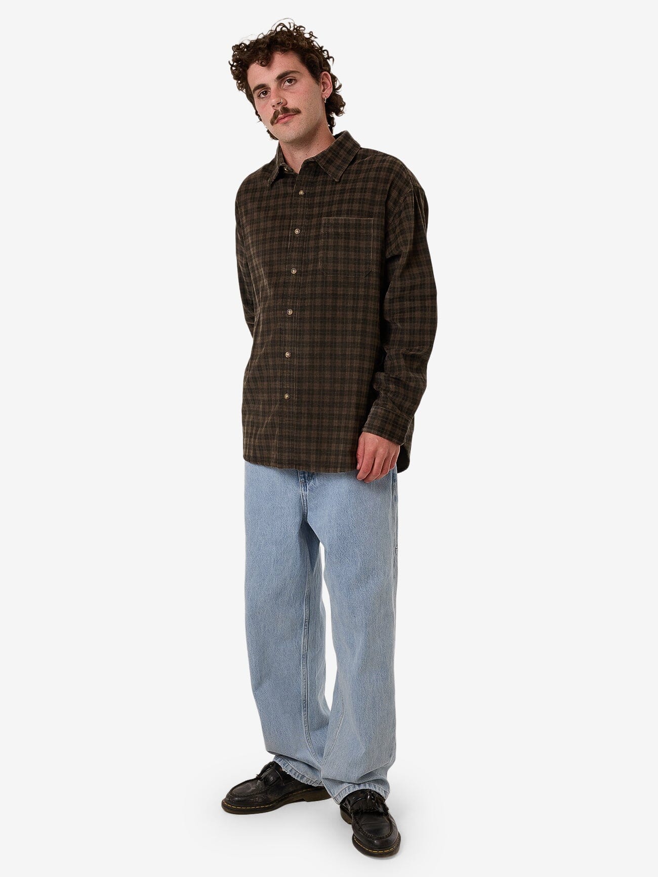 Thrills Union Cord Check Long Sleeve Shirt - Falcon XS