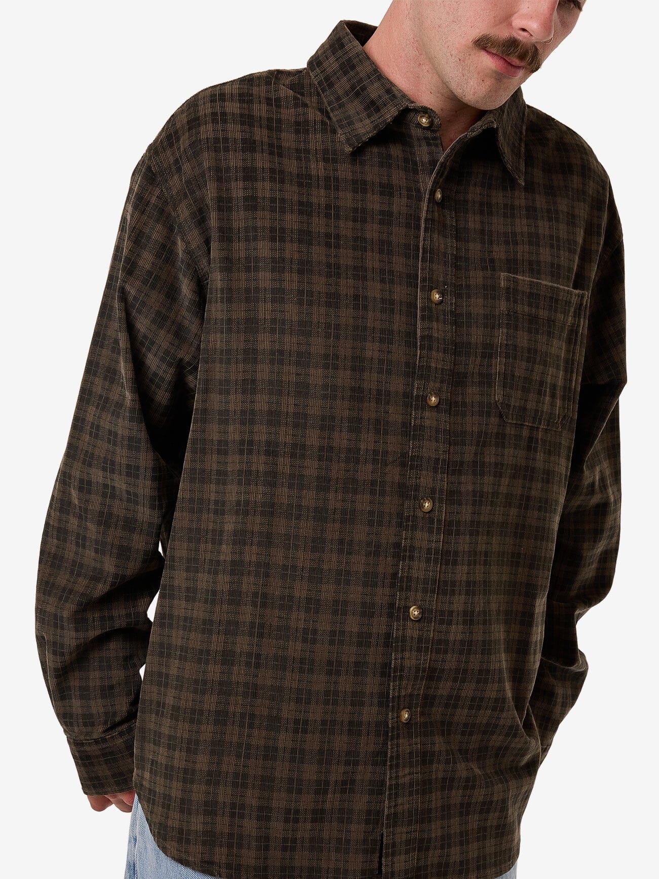 Thrills Union Cord Check Long Sleeve Shirt - Falcon XS