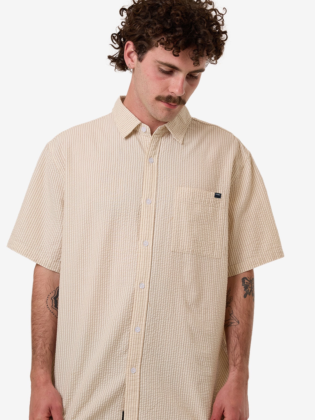 Locked In Stripe Short Sleeve Shirt - Heritage White