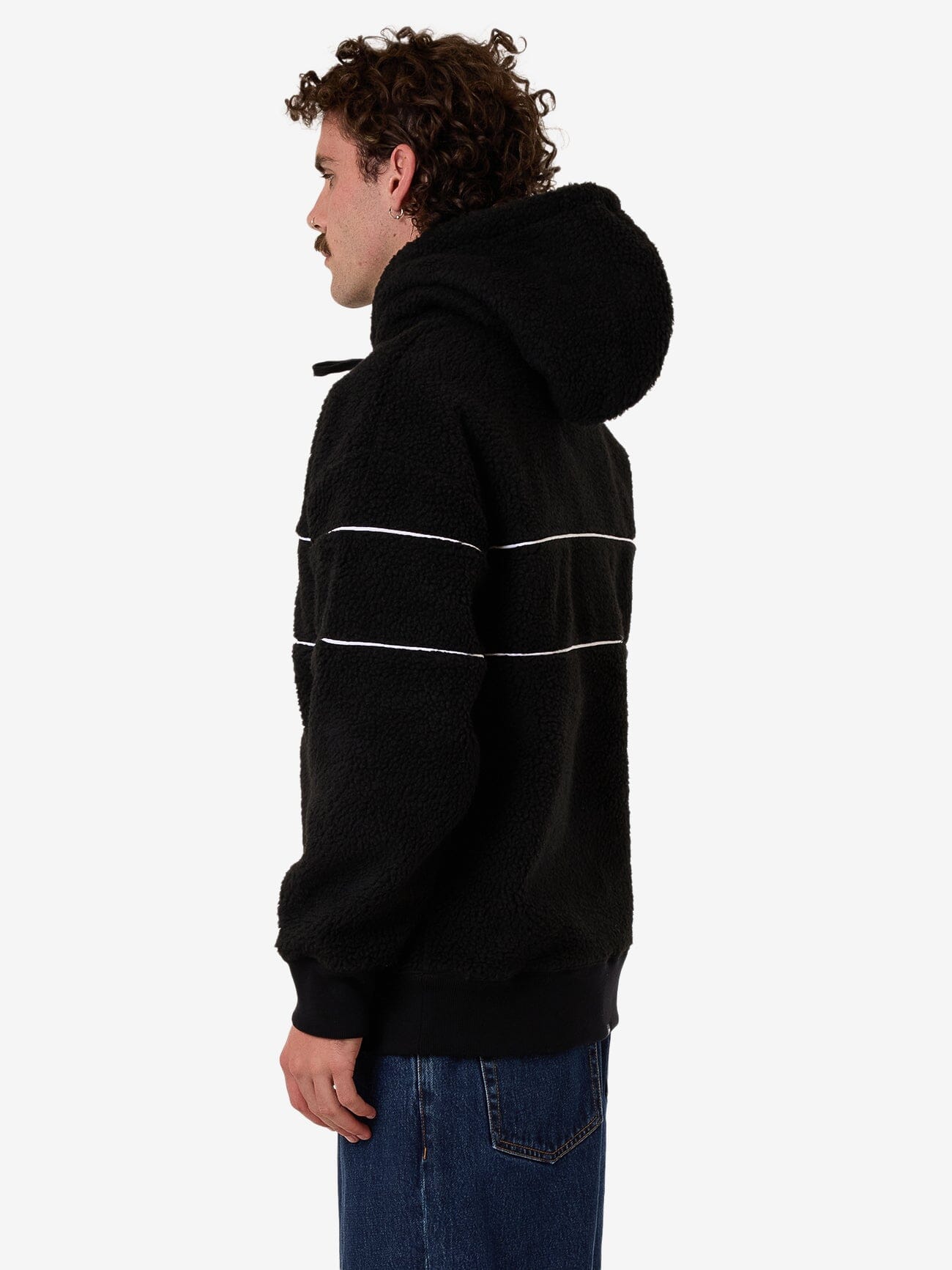 Hazed Slouch Hood Polar Fleece - Black XS