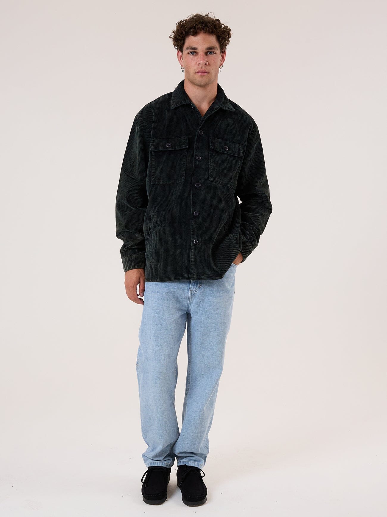 Thrills Reality Long Overshirt - Black - Turkish Coffee