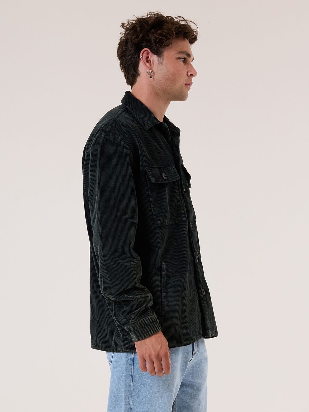 Thrills Reality Long Overshirt - Black - Turkish Coffee XS