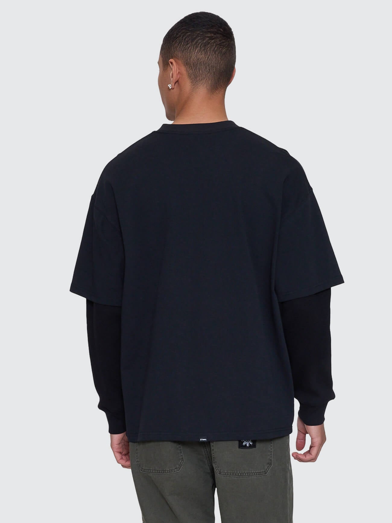 Web Of Deceit Layer Box Crop Oversize Long Sleeve Tee - Faded Black XS