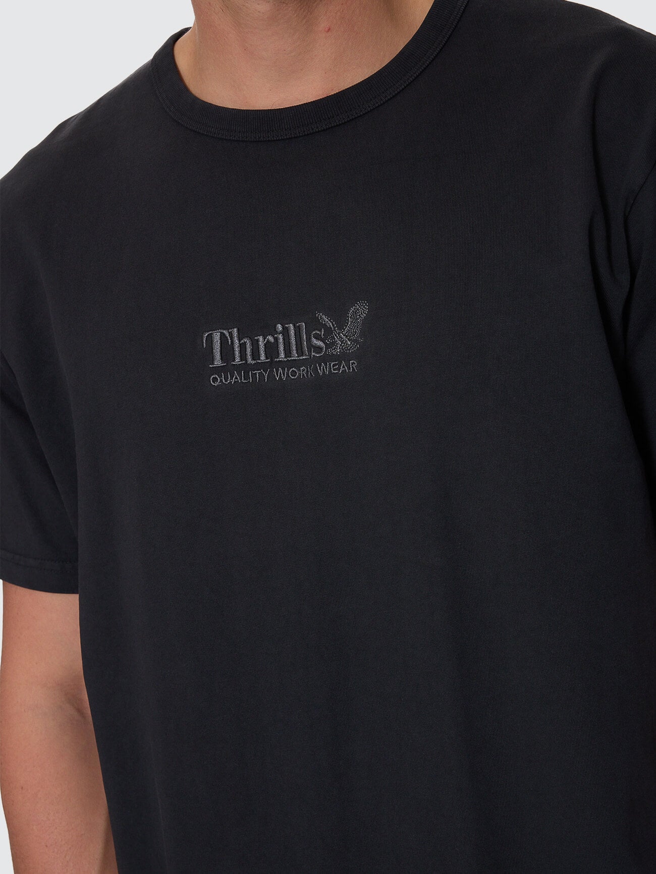 Thrills Workwear Embro Merch Fit Tee - Pirate Black XS
