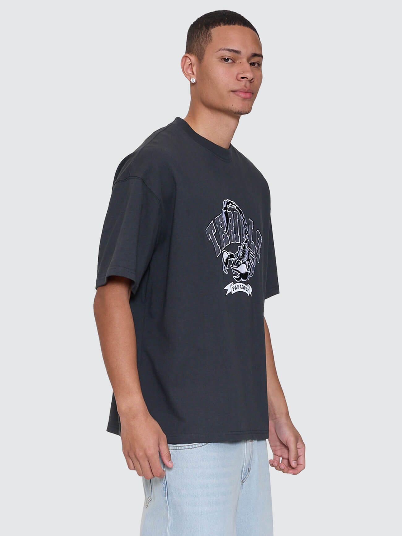 Sting Of Defeat Box Fit Oversize Tee - Carbon | Thrills Co.