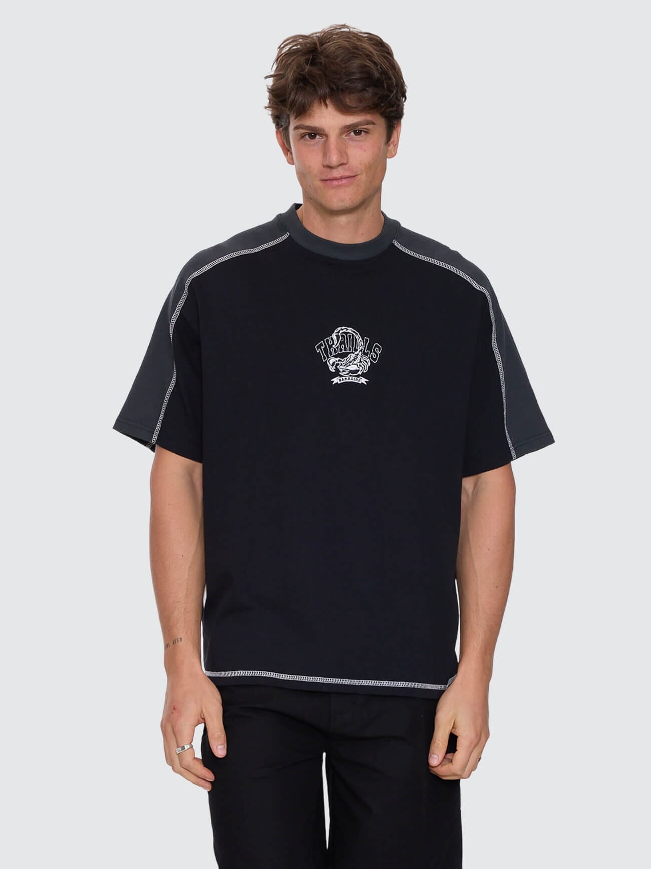 Sting Of Defeat Panel Box Fit Oversize Tee - Black XS