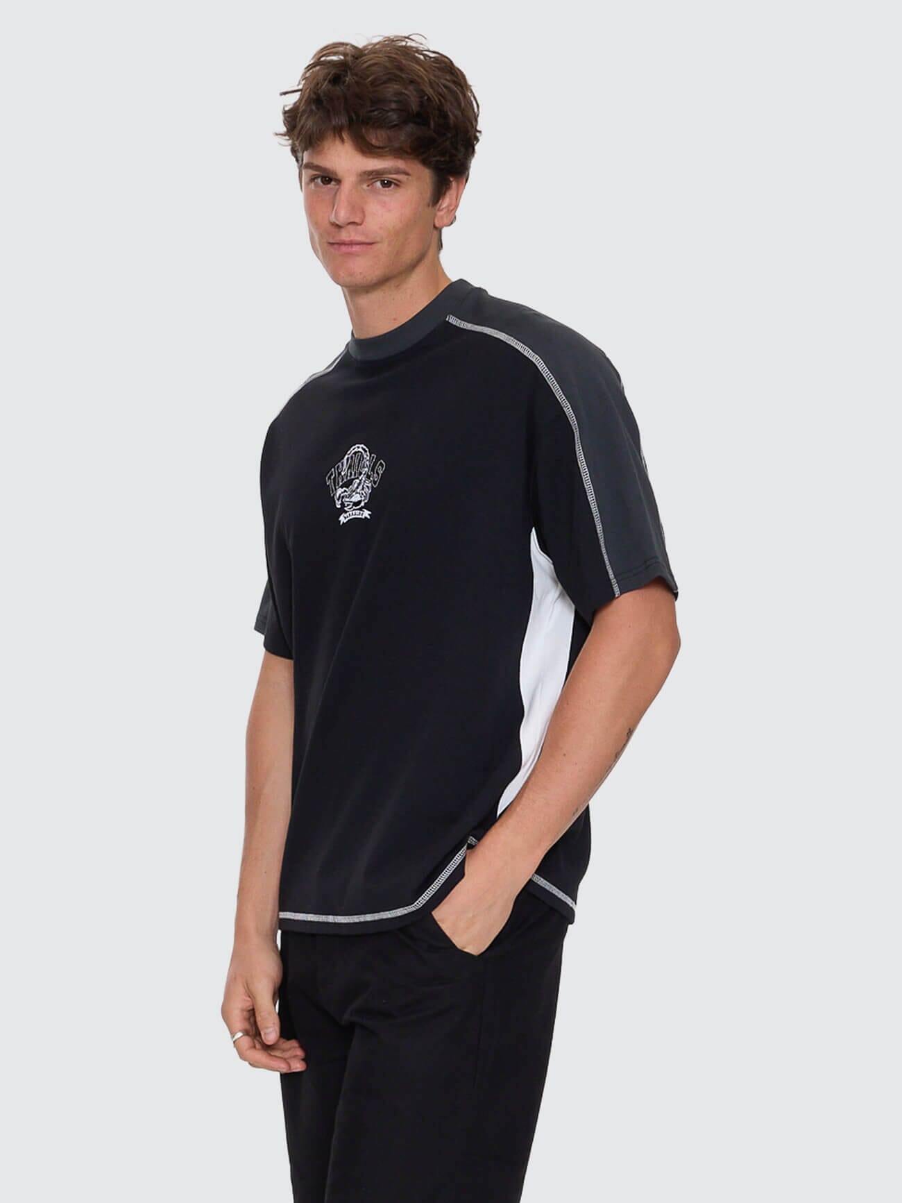 Sting Of Defeat Panel Box Fit Oversize Tee - Black XS