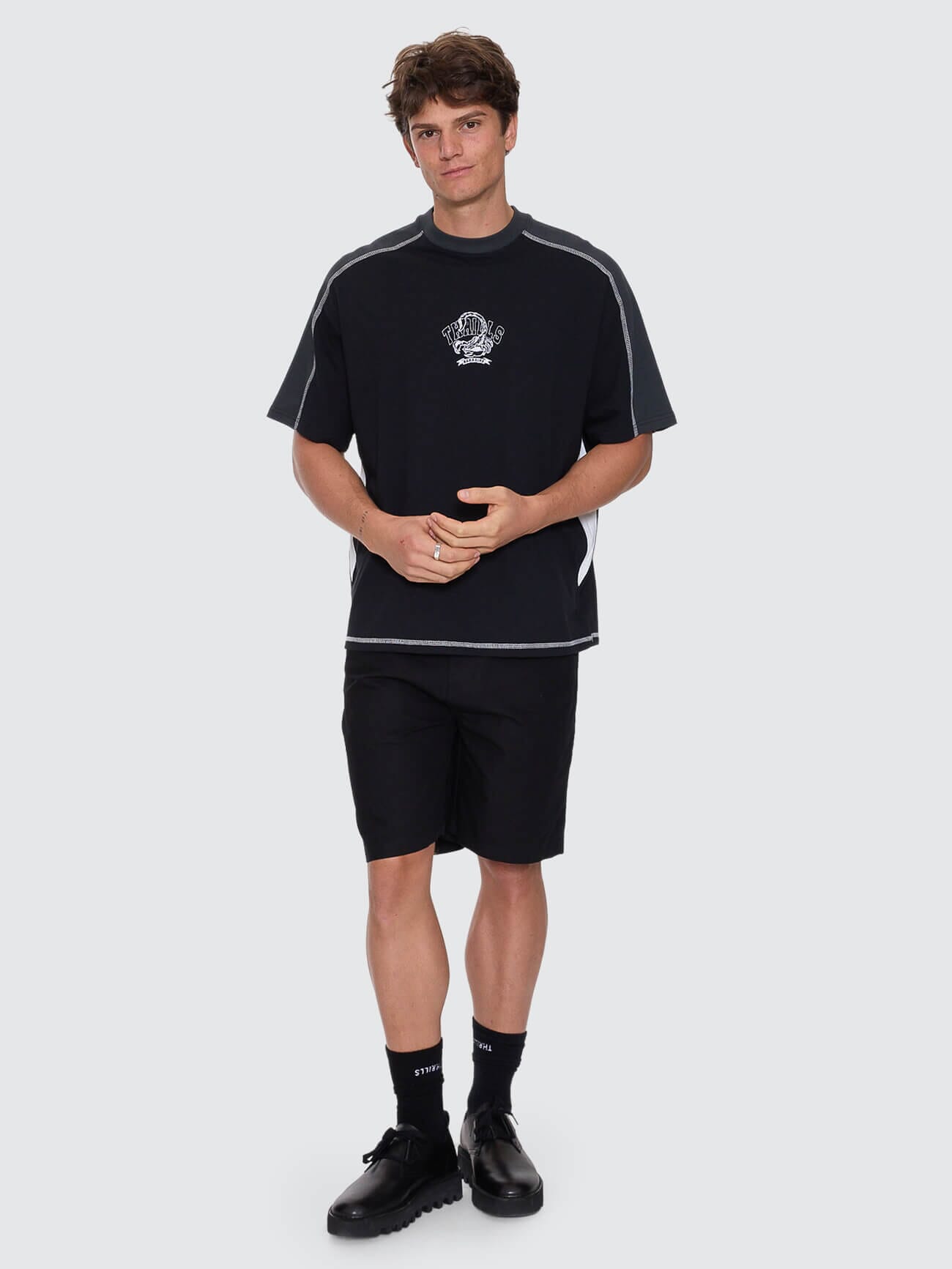 Sting Of Defeat Panel Box Fit Oversize Tee - Black XS